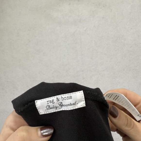 rag & bone Shirt Womens XS Black Tie Front Knot Hem Short Sleeve Crewneck Tee - Picture 6 of 9